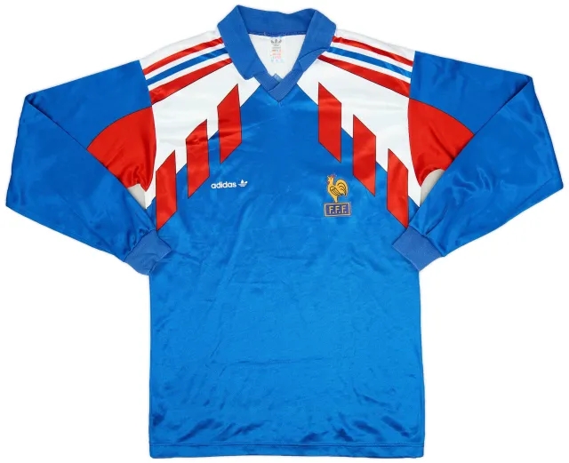 adidas 1990-92 France Home L/S Shirt - 7/10 - (S)