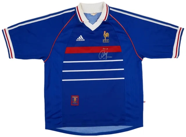 adidas 1998-00 France 'Pour Toi Youri Djorkaeff' Home Shirt - 8/10 - (XL)