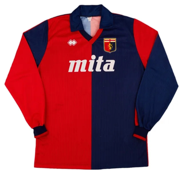 Errea 1990-91 Genoa Home L/S Shirt - 9/10 - (XL)