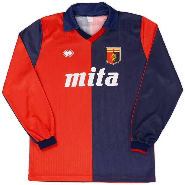 Errea 1990-91 Genoa Home L/S Shirt - 7/10 - (L)