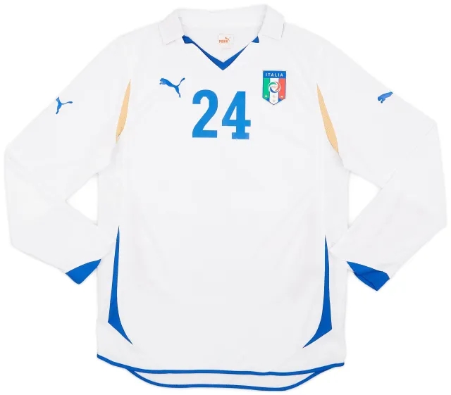 Puma 2010-12 Italy Player Issue Away L/S Shirt #24 - 7/10 - (L)