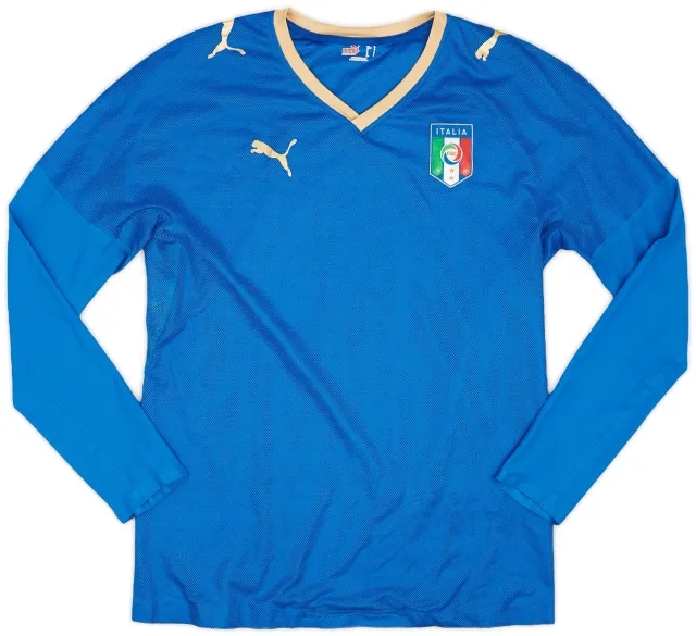 Puma 2007-08 Italy Player Issue Home L/S Shirt - 9/10 - (L)