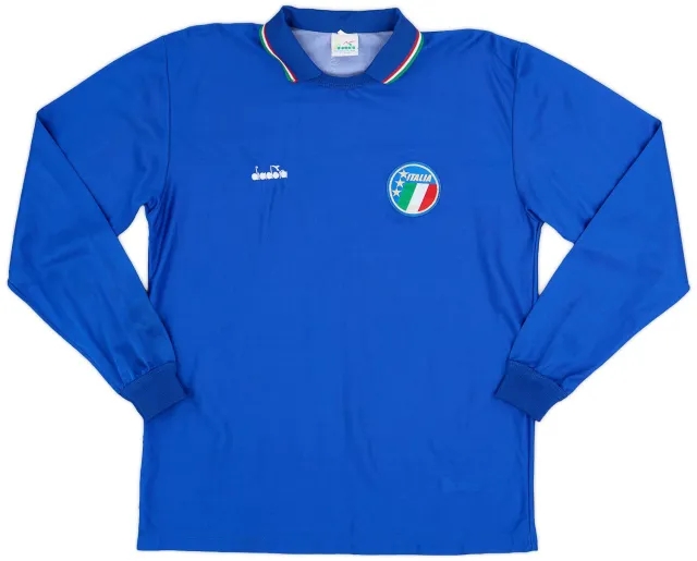 Diadora 1986-91 Italy Home L/S Shirt - 9/10 - (L)