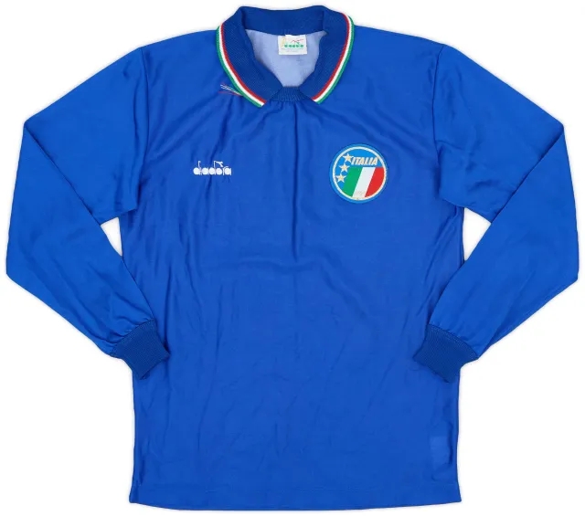 Diadora 1986-90 Italy Home L/S Shirt - 9/10 - (L.Boys)