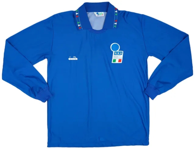 Diadora 1992-93 Italy Home L/S Shirt - 9/10 - (XL)