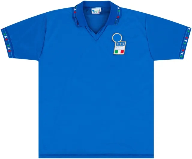 Diadora 1992 Italy Match Worn U-21 European Championship Home Shirt #8 (Marcolin) v Sweden