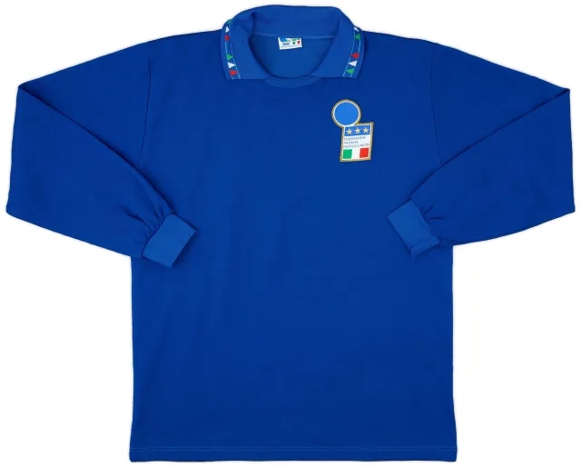 Diadora 1992-93 Italy Home L/S Shirt #3 - 9/10 - (L)