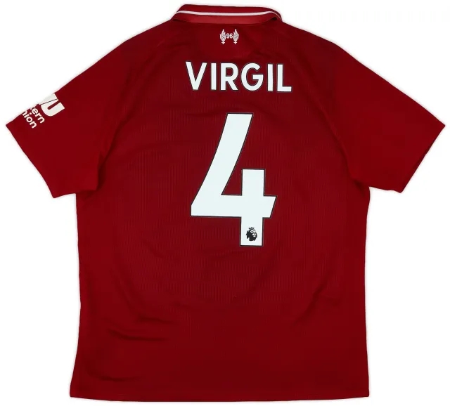 NewBalance 2018-19 Liverpool Home Shirt Virgil #4 - 6/10 - (S)