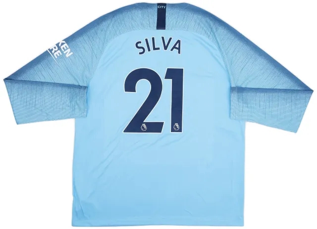 Nike 2018-19 Manchester City Home L/S Shirt Silva #21 (XL)