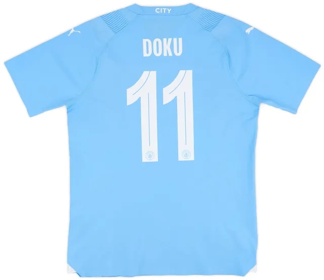 Puma 2023-24 Manchester City Player Issue Home Shirt Doku #11 - 8/10 - (M)