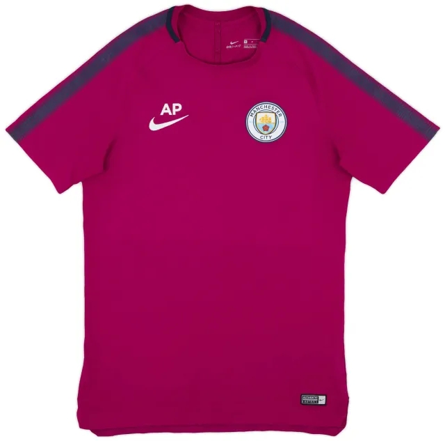 Nike 2017-18 Manchester City Staff Issue Training Shirt 'AP' - 9/10 - (M)