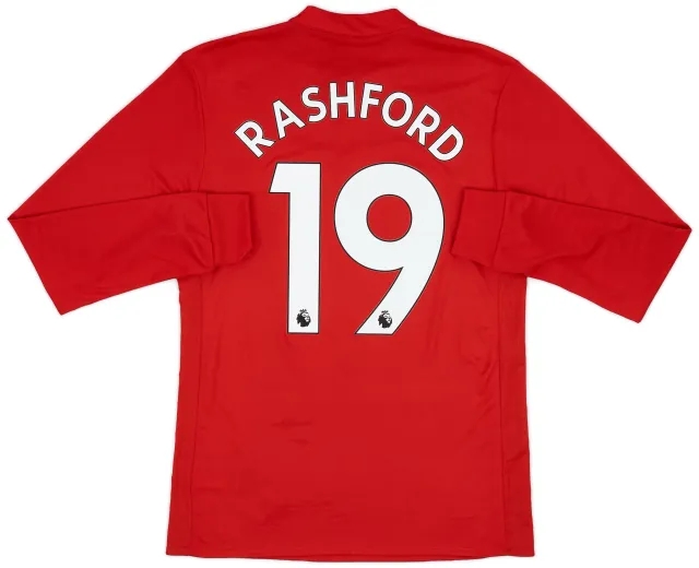 adidas 2017-18 Manchester United Home L/S Shirt Rashford #19 - 7/10 - (S)