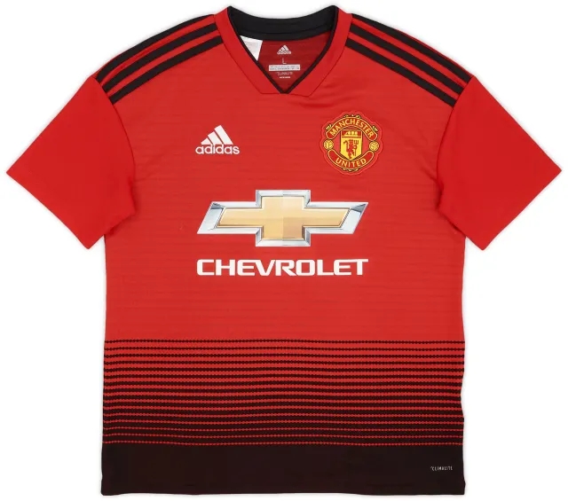 adidas 2018-19 Manchester United Home Shirt - 9/10 - (L.Boys)