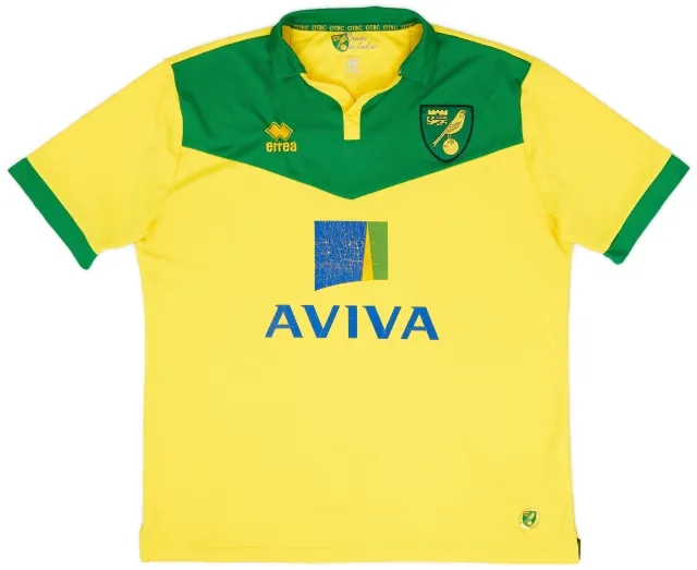 Errea 2014-15 Norwich Home Shirt - 6/10 - (XXL)