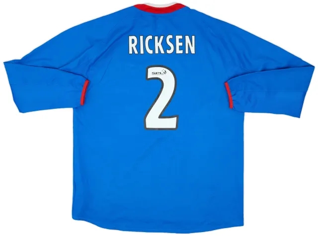 Diadora 2003-05 Rangers Home L/S Shirt Ricksen #2 - 7/10 - (XL)