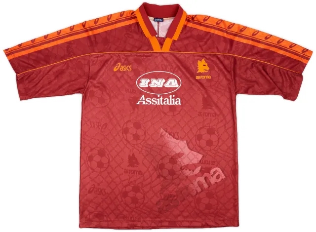 Asics 1995-96 Roma Home Shirt - 8/10 - (XL)