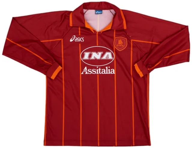 Asics 1996-97 Roma Home L/S Shirt - 8/10 - (XL.Boys)