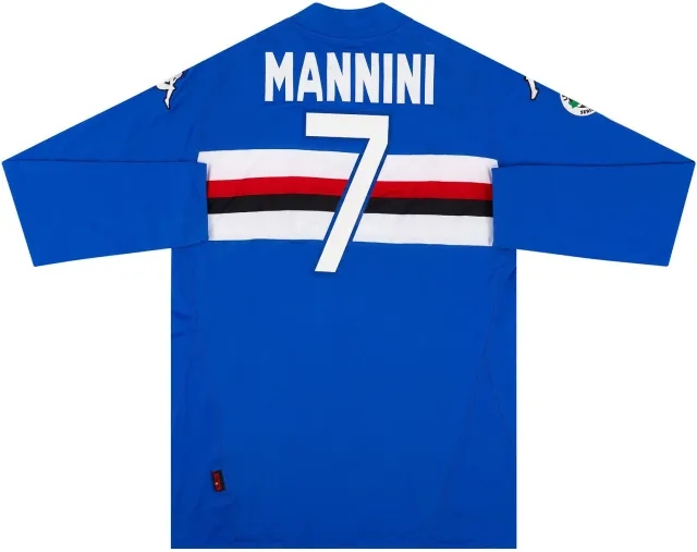 Kappa 2009-10 Sampdoria Match Issue Home L/S Shirt Mannini #7