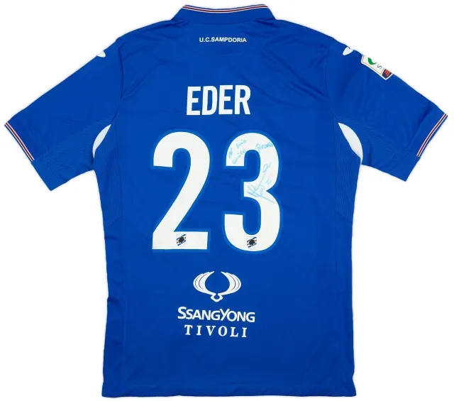 Joma 2015-16 Sampdoria Signed Home Shirt Eder #23 - 9/10 - (L)