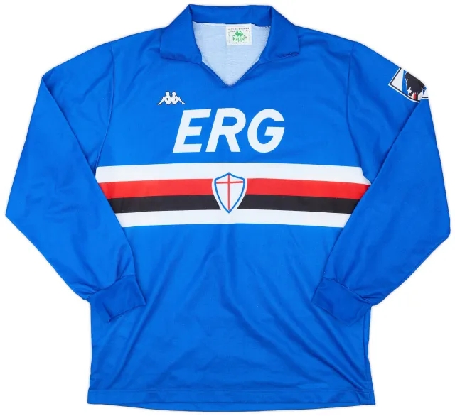 Kappa 1989-90 Sampdoria Home L/S Shirt - 7/10 - (XL)