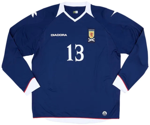 Diadora 2008-09 Scotland Home L/S Shirt #13 - 8/10 - (XXL)