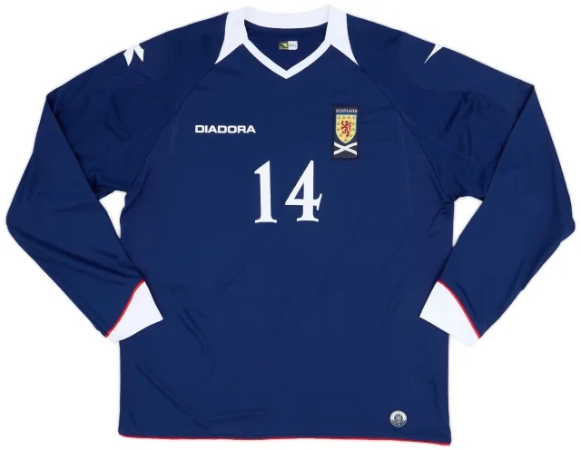 Diadora 2008-09 Scotland Home L/S Shirt #14 - 9/10 - (XXL)