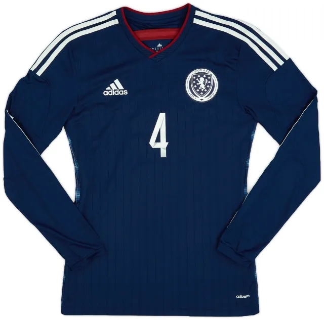 adidas 2014-15 Scotland Player Issue Home L/S Shirt #4 - 9/10 - (S)
