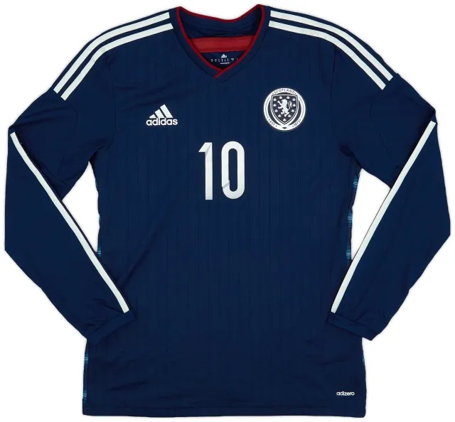 adidas 2014-15 Scotland Player Issue Home L/S Shirt #10 - 9/10 - (M)
