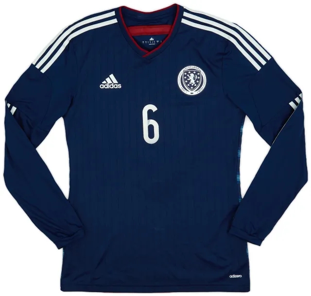 adidas 2014-15 Scotland Player Issue Home L/S Shirt #6 - 9/10 - (M)