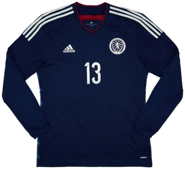 adidas 2014-15 Scotland Player Issue Home L/S Shirt #13 - 9/10 - (M)