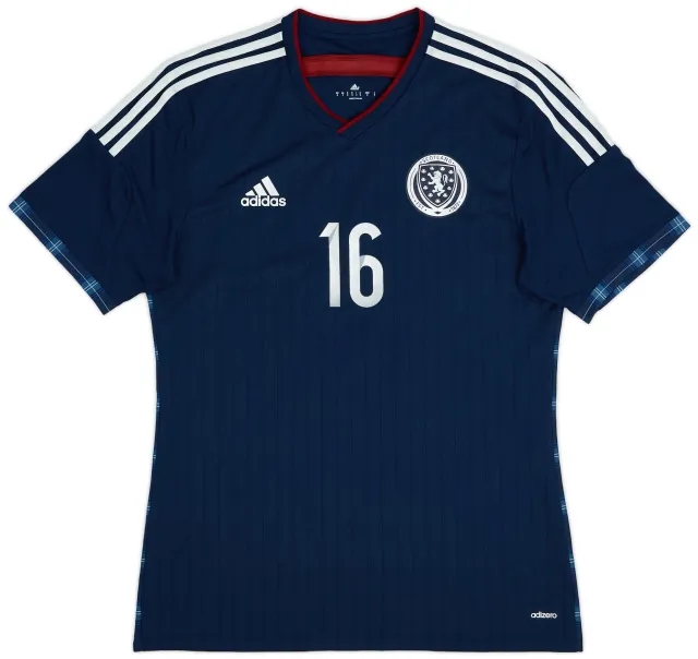 adidas 2014-15 Scotland Youth Player Issue Home Shirt #16 - 9/10 - (M)