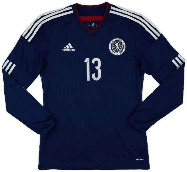 adidas 2014-15 Scotland Player Issue Home L/S Shirt #13 - 8/10 - (M)
