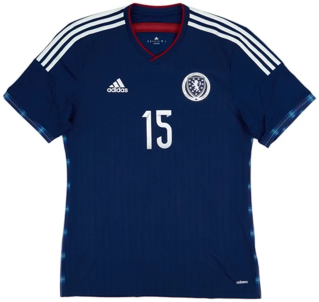 adidas 2014-15 Scotland Player Issue Home Shirt #15 - 8/10 - (L)