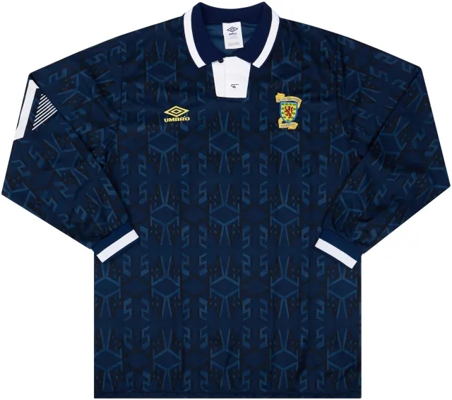 Umbro 1993 Scotland Match Issue Home L/S Shirt #4 (Wright)