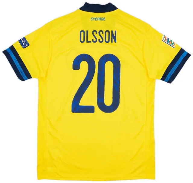 adidas 2020 Sweden Match Issue Nations League Home Shirt Olsson #20