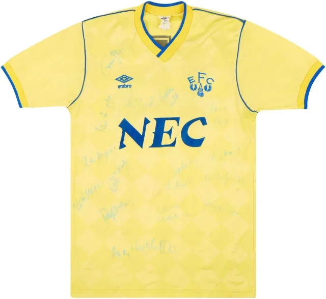Umbro 1986-88 Everton Match Issue Signed Away Shirt #15