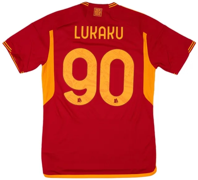 adidas 2023-24 Roma Home Shirt Lukaku #90 (M)