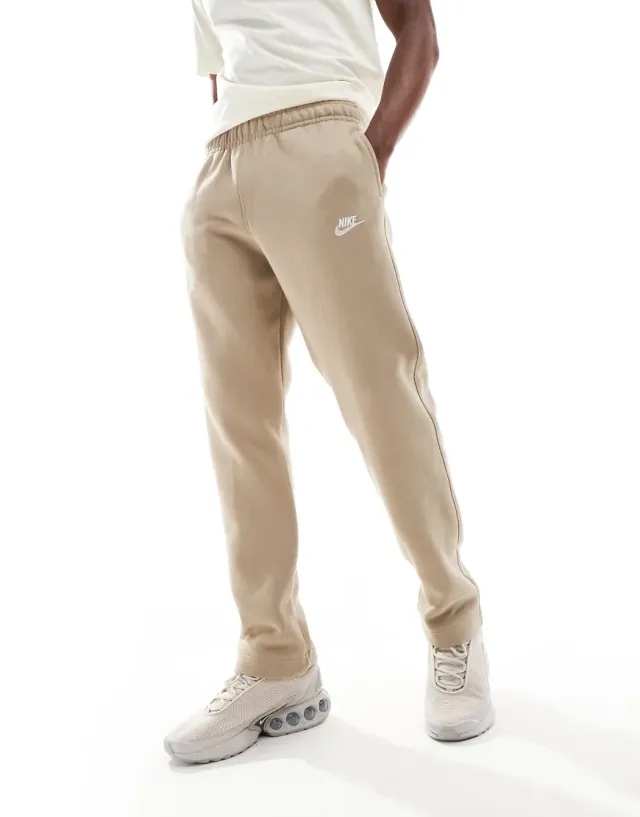 Nike Club Fleece Straight Fit Joggers In Beige-Green
