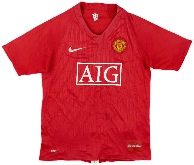 Nike 2007-09 Manchester United Home Shirt - 8/10 - (L.Boys)
