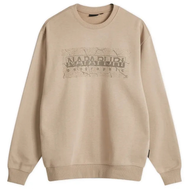 Napapijri Men's Box Logo Crew Sweatshirt Beige Rocky