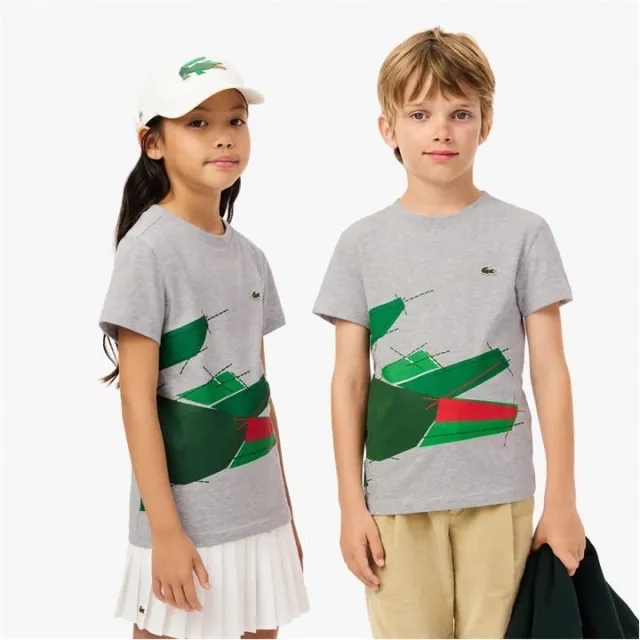 Lacoste Crocodile Graphic Cotton T-shirt - Light Heathered Grey