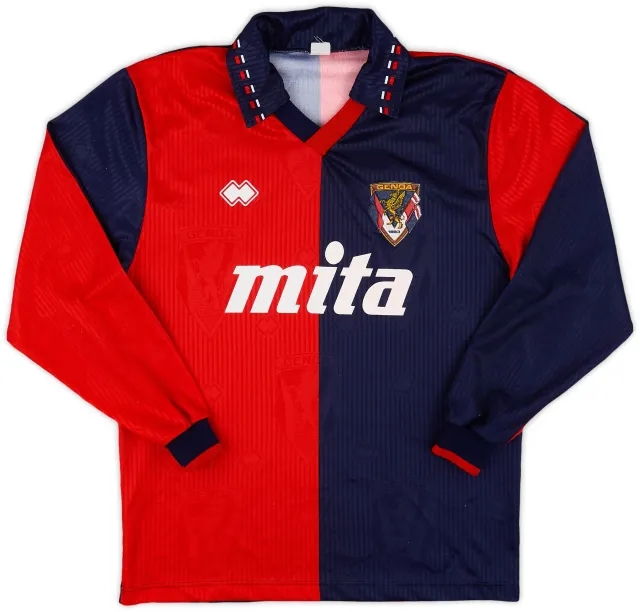 Errea 1991-92 Genoa Home L/S Shirt - 8/10 - (M)
