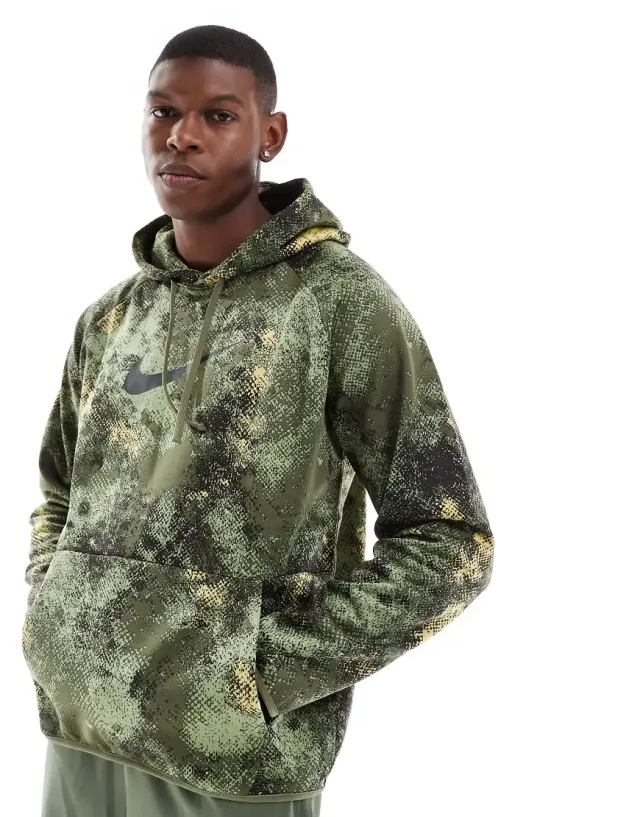 Nike Training Camo Print Hoodie In Green