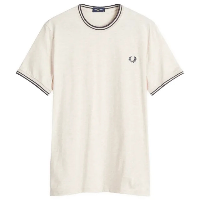 Fred Perry Twin Tipped T-Shirt In Oatmeal White