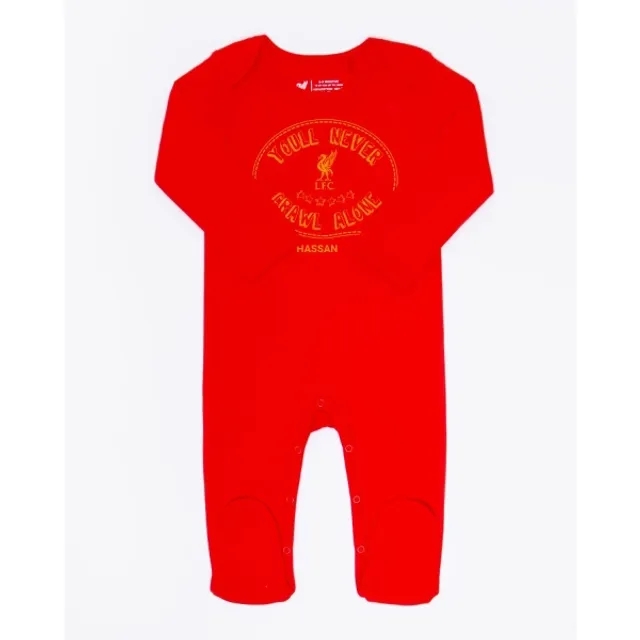 Liverpool FC LFC Baby Personalised You'll Never Crawl Alone Sleepsuit Red