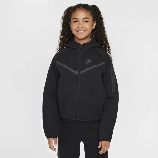Nike Girls' Tech Fleece Full Zip Hoodie Junior - Black