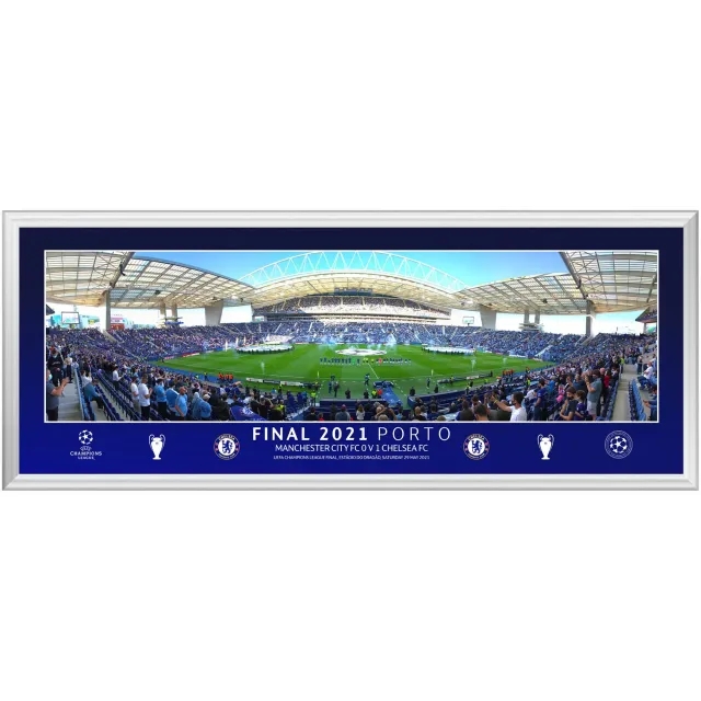 Chelsea UCL 2021 Champions Final Line Up Panoramic Framed Print – 30 x 6 Inch