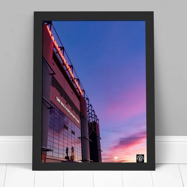 Manchester United Sir Alex Ferguson Stand Sunset Framed Print - A3