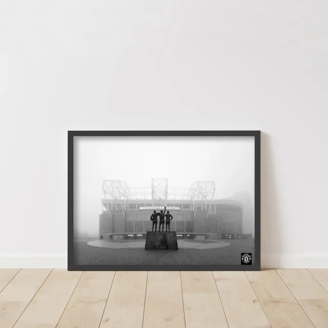 Manchester United Foggy Morning at Old Trafford Framed Print - A3