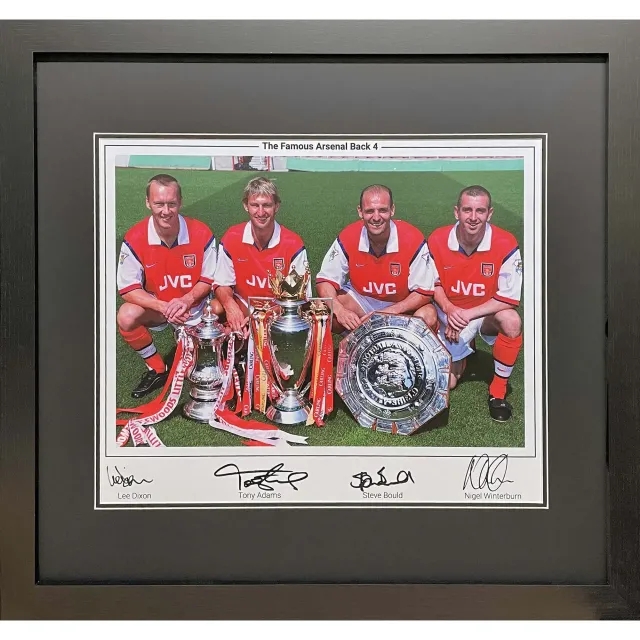 The Arsenal Back 4 Signed Photo - Framed